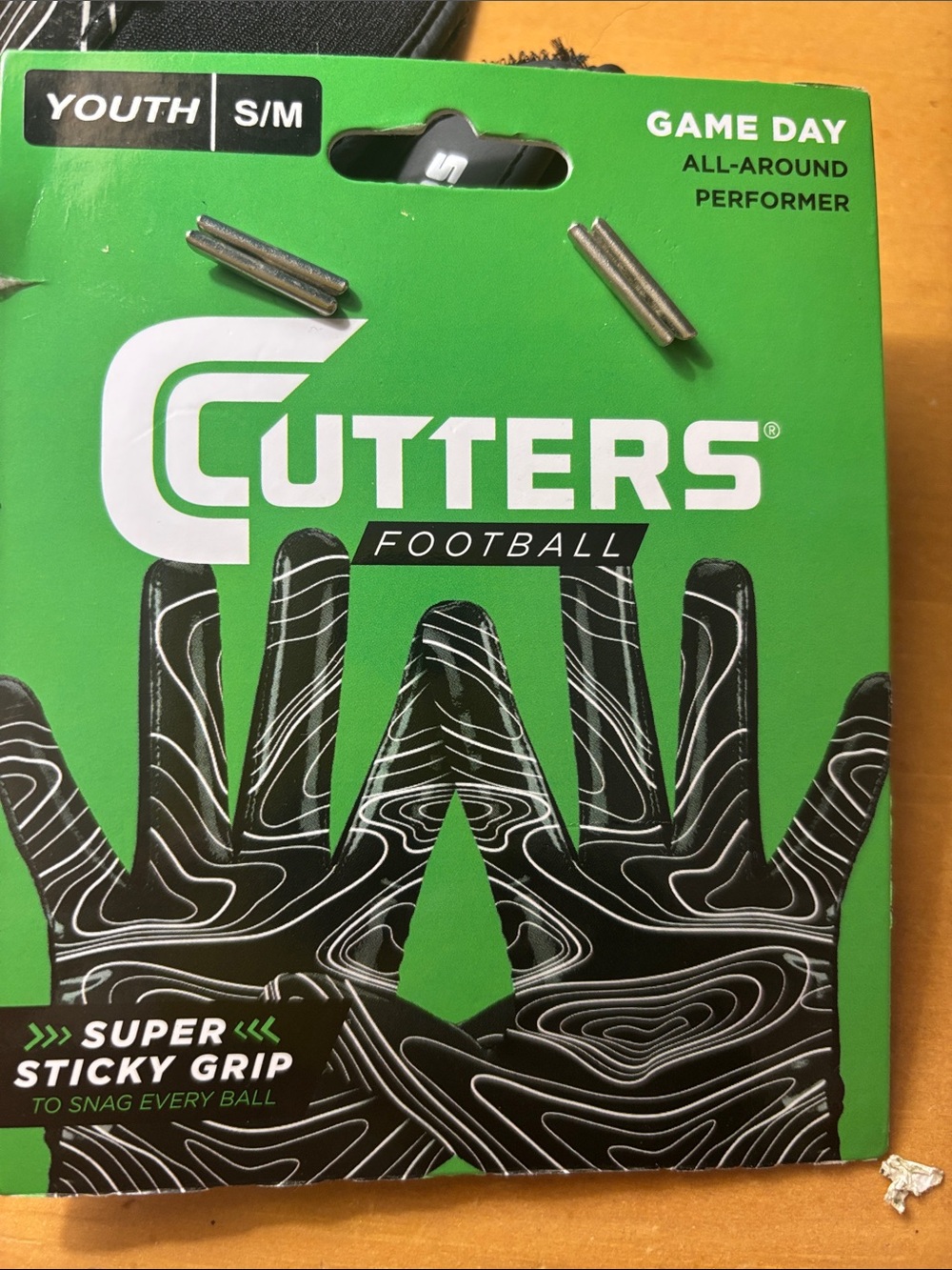 Youth S/M Black Super Sticky Grip Football Gloves